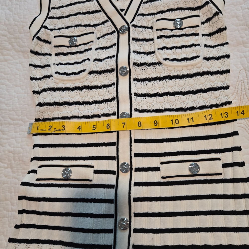 Sandro Womens Dress and Crop Sweater Set Sz 3 (US 8) NWT Black White Fancy Knit - Picture 15 of 16